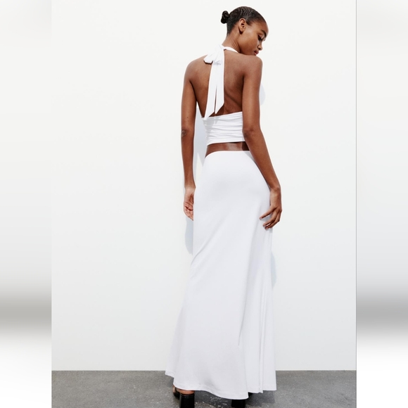 ZARA POLYAMIDE CROP HALTER TOP - Picture 7 of 10